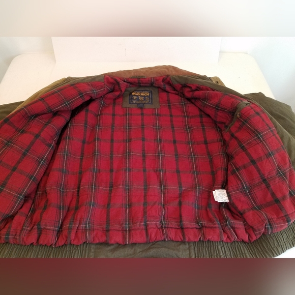 Woolrich Men's Bomber Jacket Thermal Fleece Lined Olive Green Size XL - Picture 17 of 17